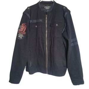 Harley Davidson Men's Black Canvas Motorcycle Biker Jacket Size XL NWT